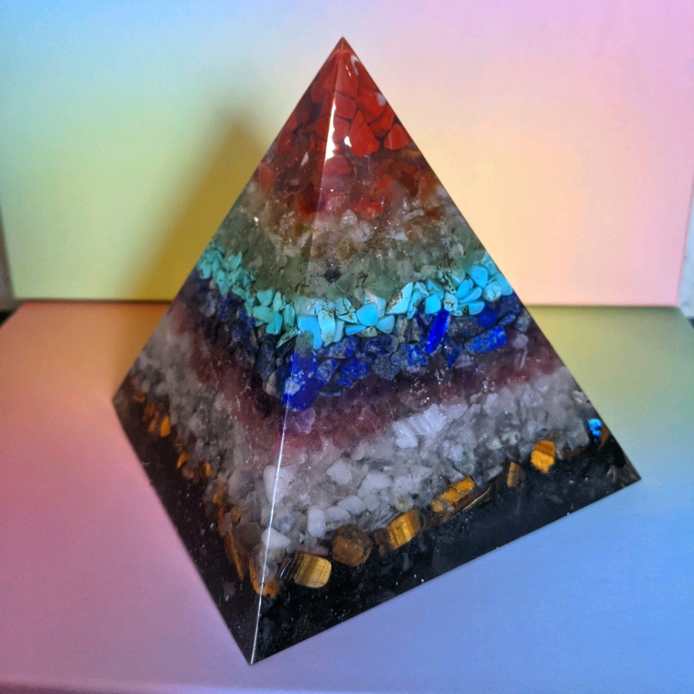 Natural Crystal Stones Resin Pyramid